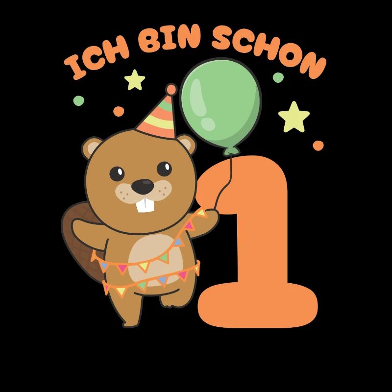 Ich bin schon 1 Biber Geburtstags Kinder