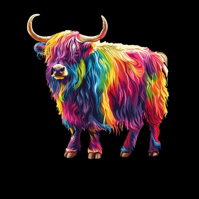 Yak Arc-en-ciel Coloré Oeuvre Couleur Joie