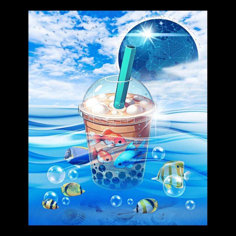 Frutiger Aero Aesthetic Tech Bubble Tea Boba Milkt