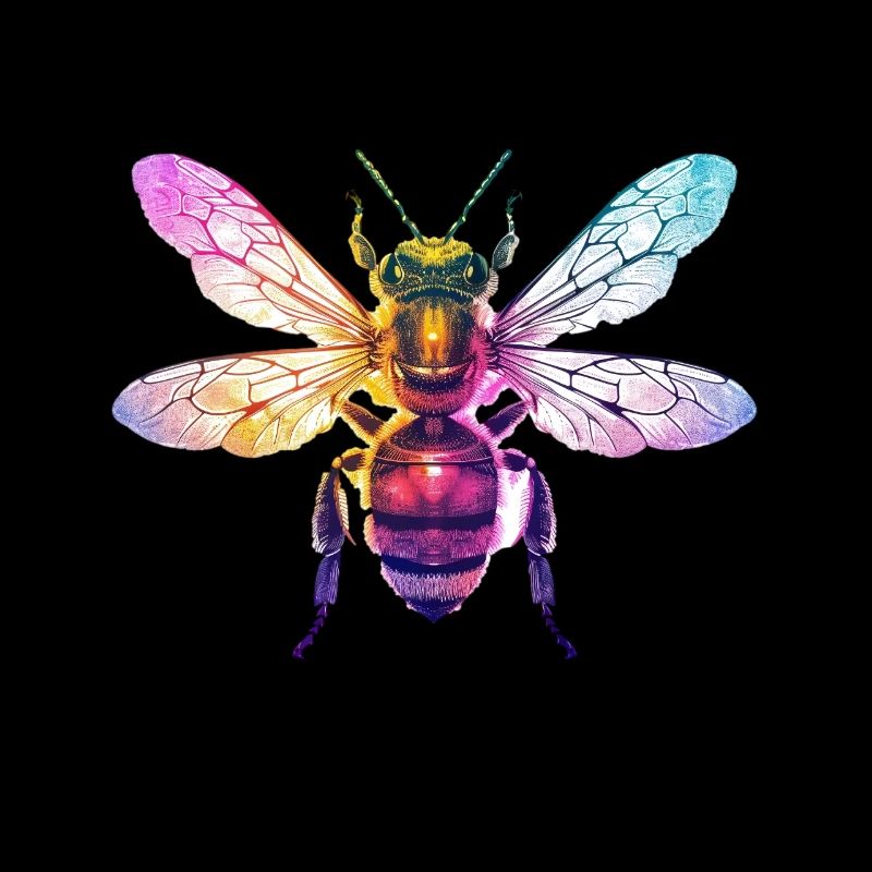 Colorful Bee Rainbow Colored Artwork