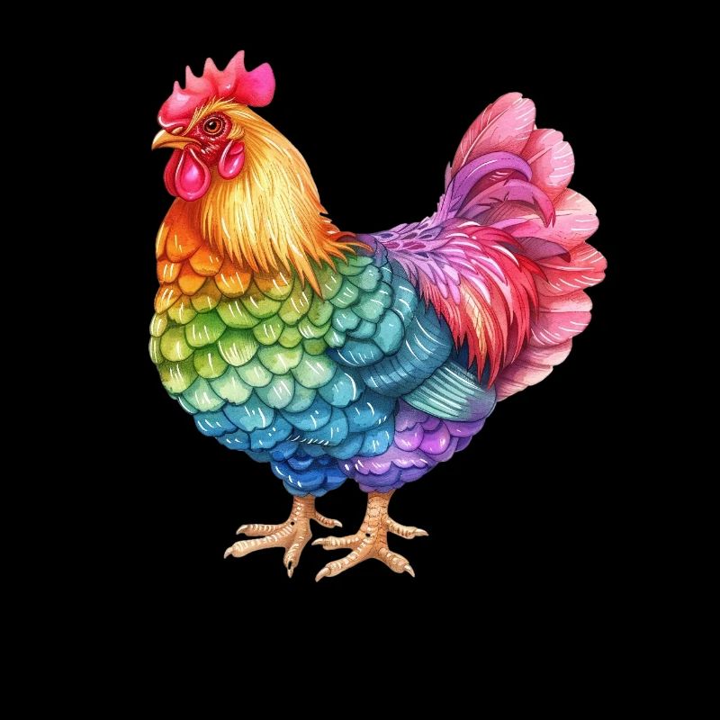 Buntes Huhn Regenbogen - Farbenfrohes Hühnerleben