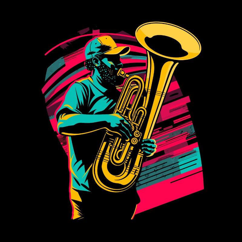 Tuba Spieler Comic Look