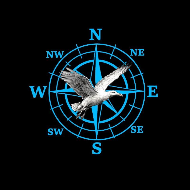 Cardinal Direction Kompas Wind Rose Seagull Maritime