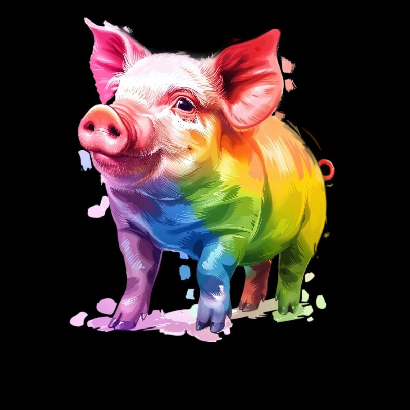 Buntes Schwein Kunstwerk Regenbogenfarben