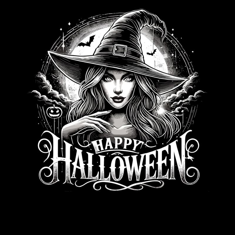 Beautiful Witch with Happy Halloween