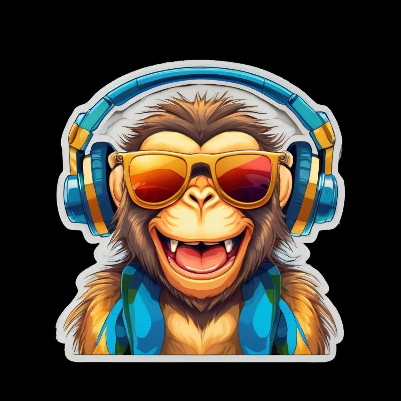 Singe cool avec des écouteurs et des lunettes de soleil