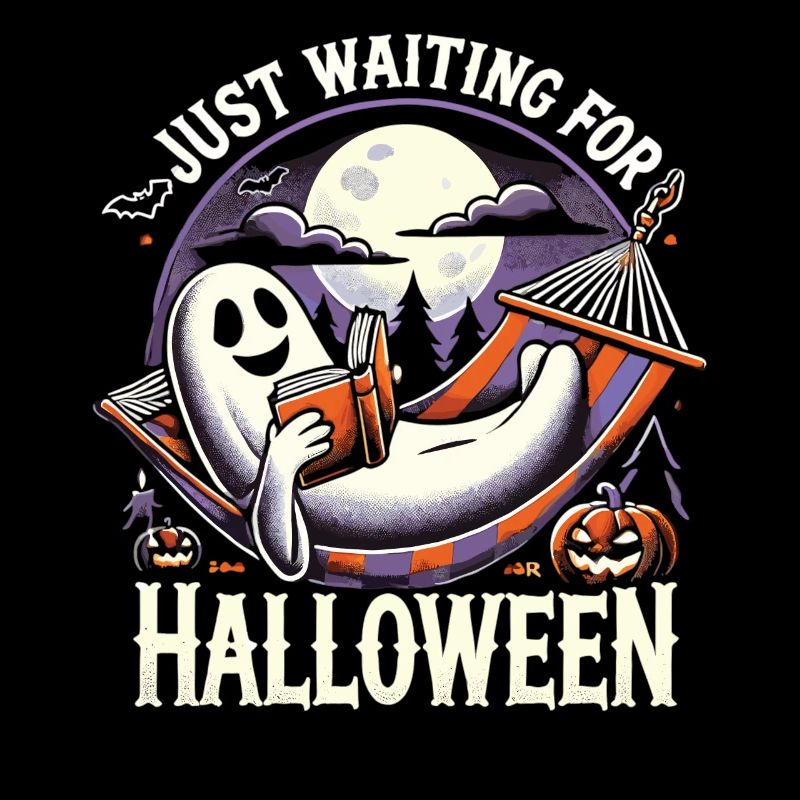 Warten auf Halloween mit Buch und Geist