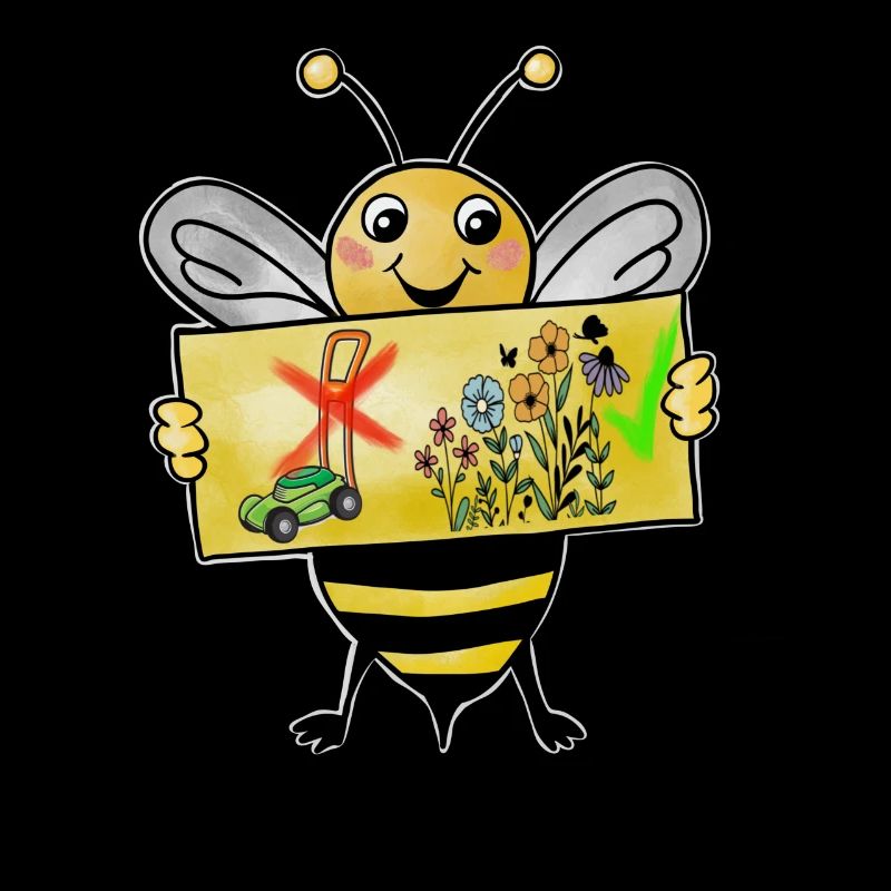 Une abeille proteste contre la tondeuse à gazon pour plus de fleurs