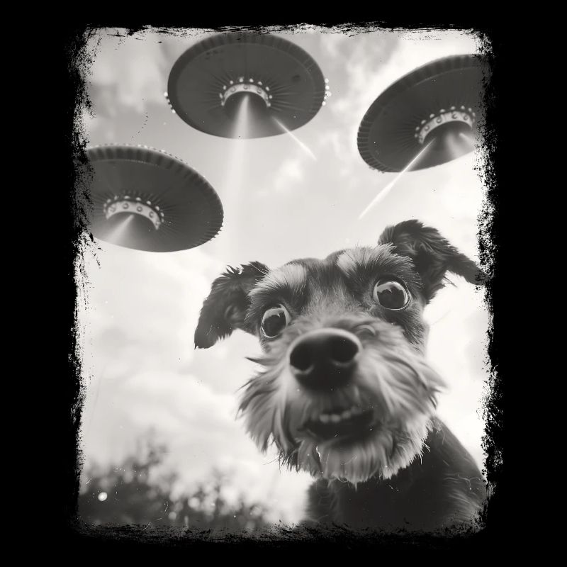 Miniature Schnauzer Dog UFO Alien Alien Selfi