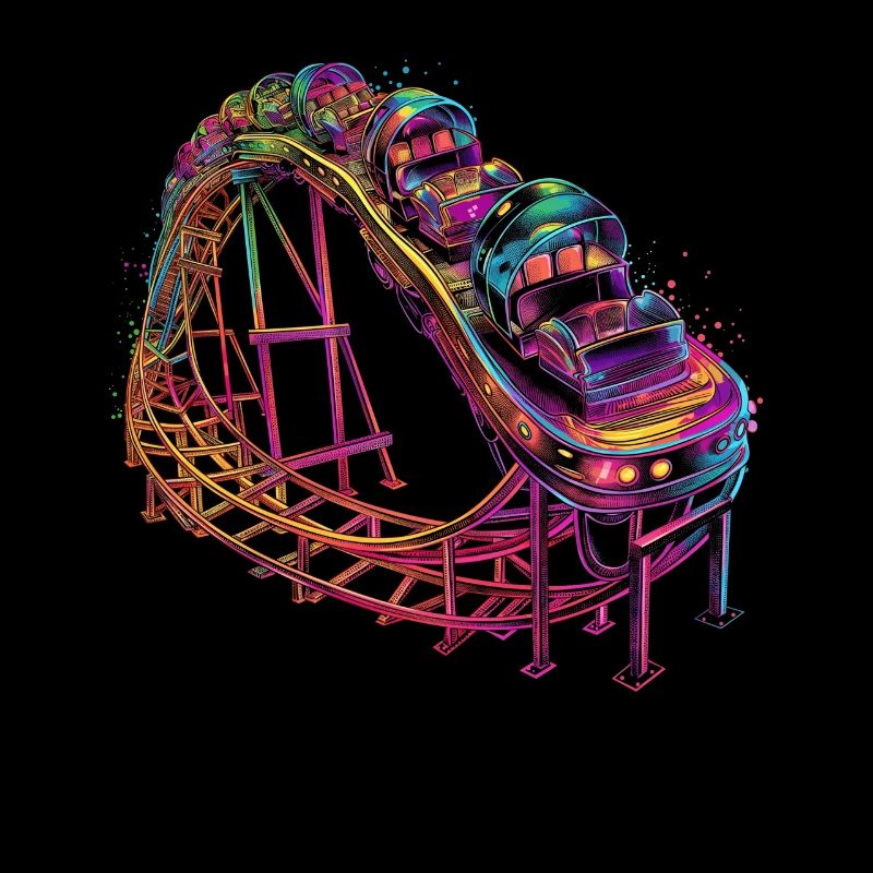 Roller coaster amusement park Popart