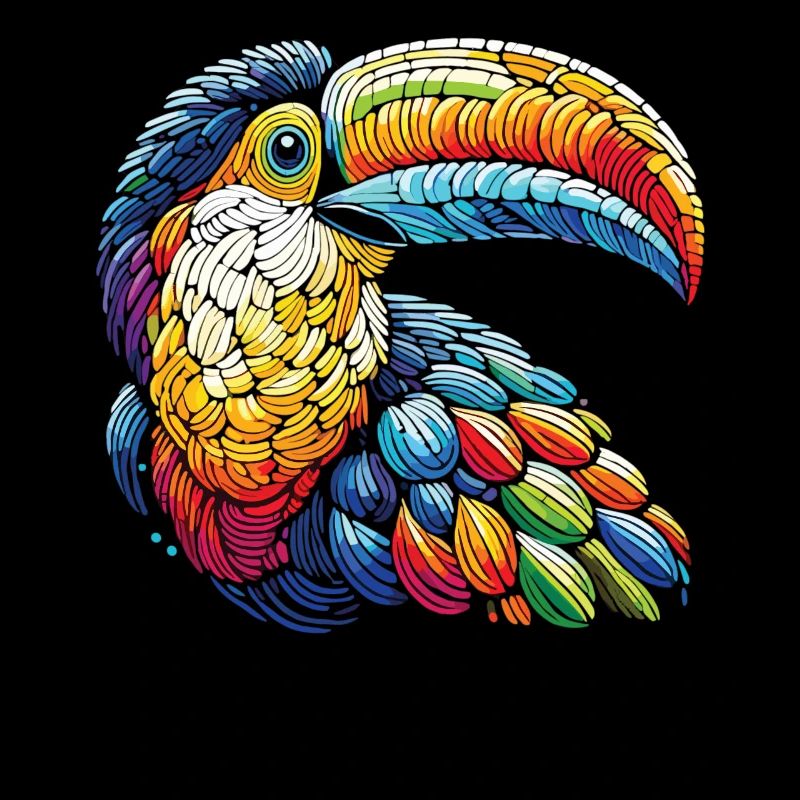 Exotic Toucan in Mosaic Style