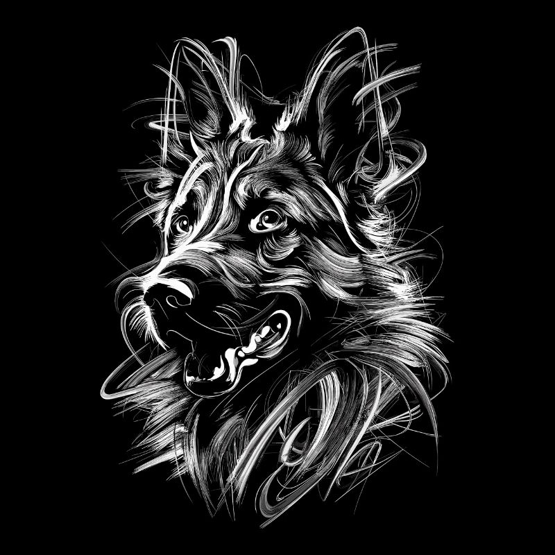 German Shepherd Art Drawing Abstract