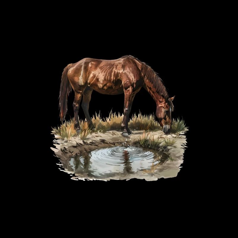 Cheval au point d’eau Réflexion Nature