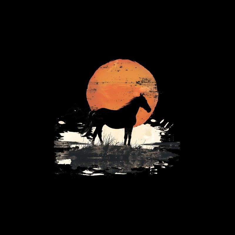 Silhouette de cheval avant le coucher du soleil