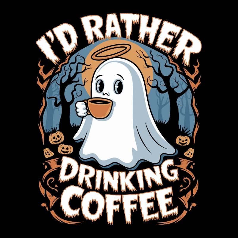 Fantôme d'Halloween dans la nuit : Cher café