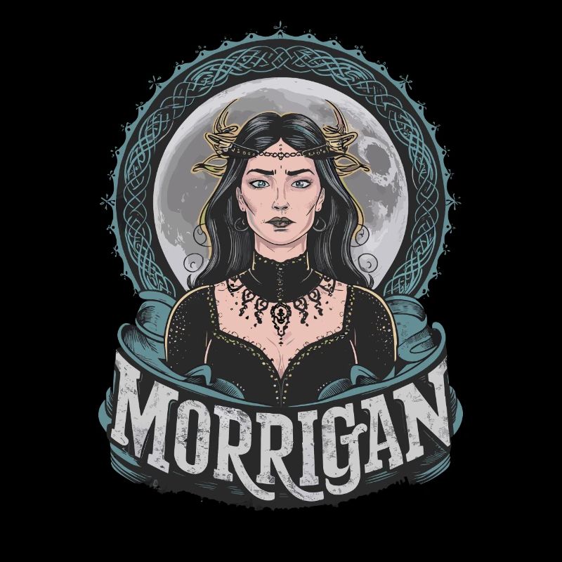 Mystical Moon Goddess Morrigan with Celtic Designs