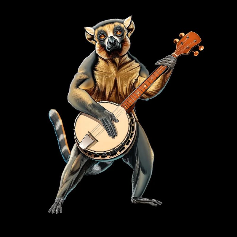 Lemur Ringtail Bluegrass Banjo Player