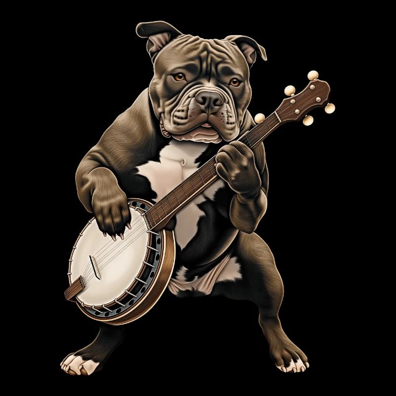 Pitbull Pittie Dog Bluegrass Banjo Player