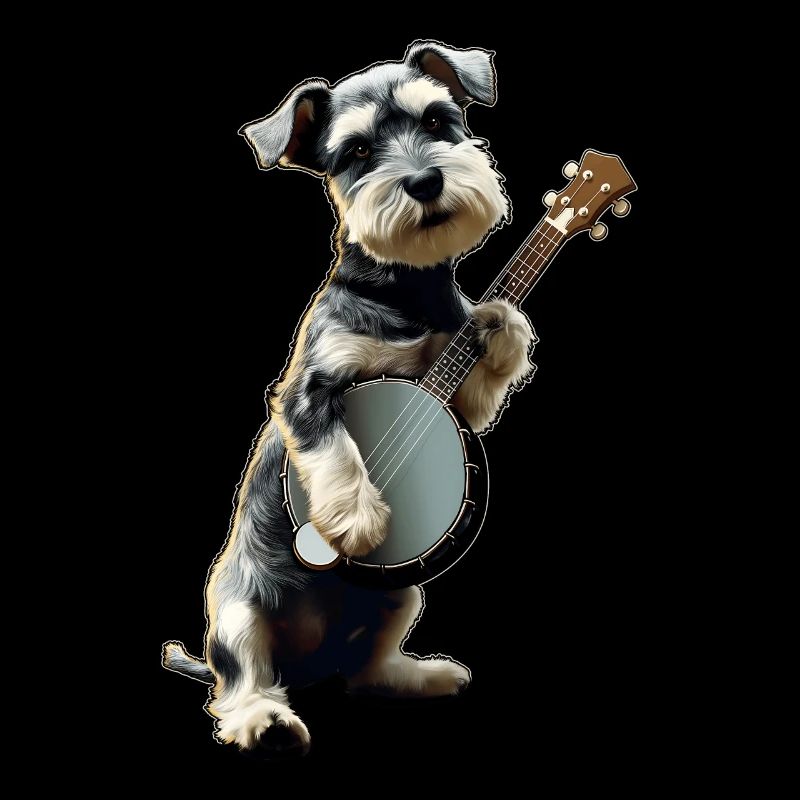Schnauzer Dog Bluegrass Banjo Player