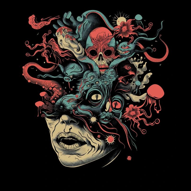 Weirdcore Ästhetik Weird Face Totenkopf Dreamcore