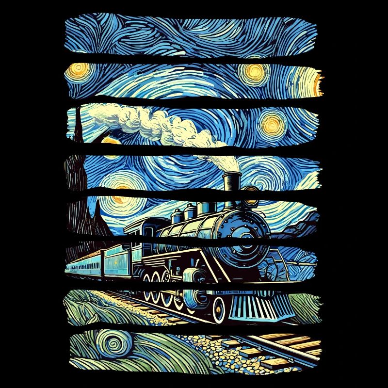 Starry Night Train Van Gogh Locomotive