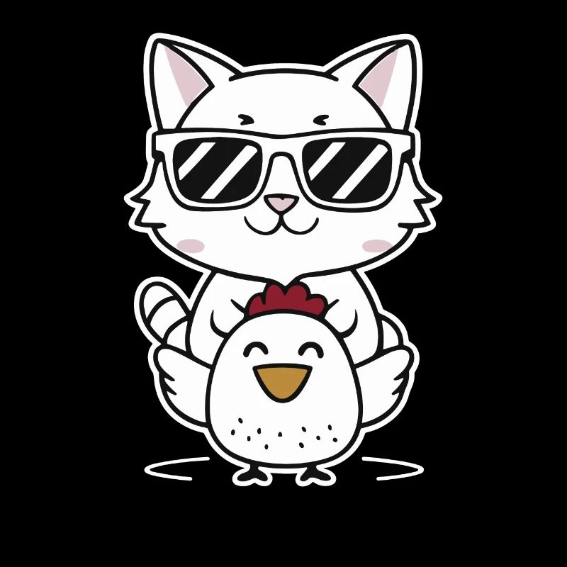 Cat with sunglasses on chicken
