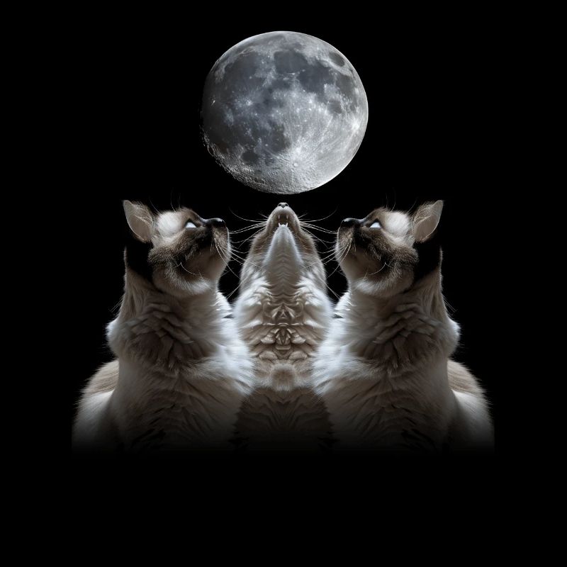 Birman Cat Howling Moon