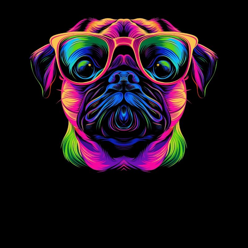 Mops Hund Sonnenbrille Popart