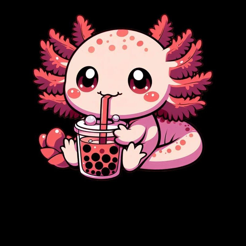 Axolotl Boba Tea Drinking Otaku Anime Lover
