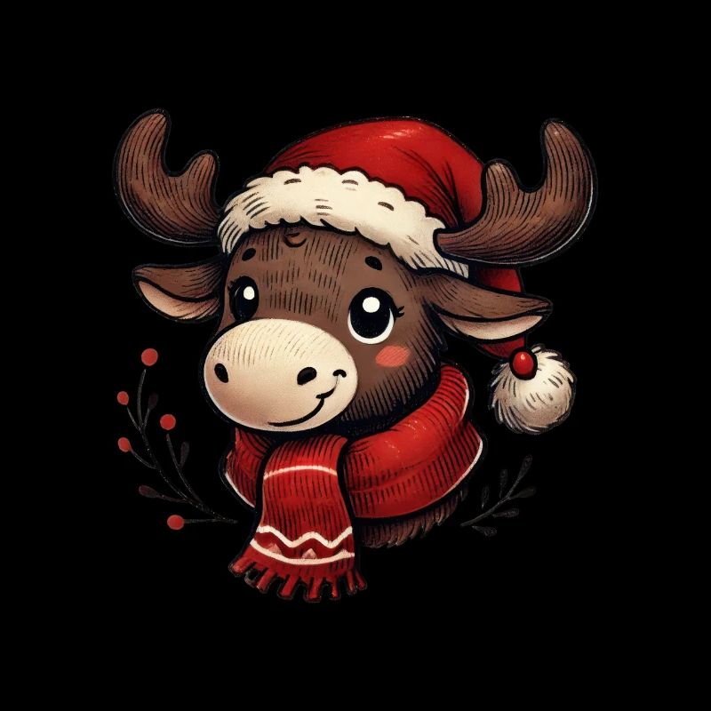 Cute Reindeer with Santa Hat