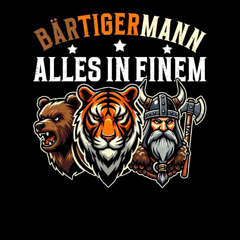 BEARDED MAN Viking Beard Man Tiger Funny