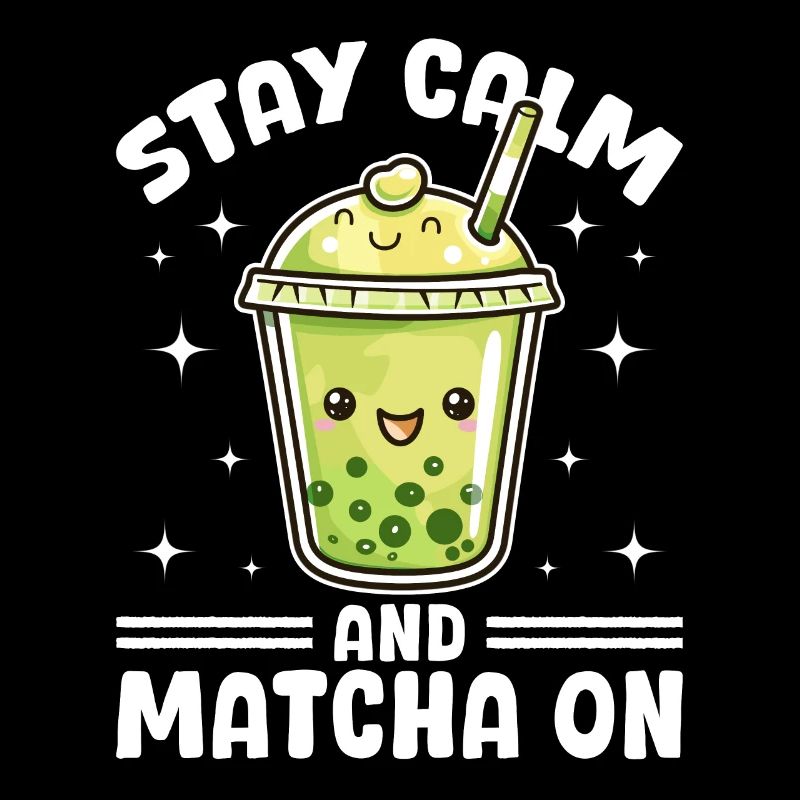 Matcha Green Bubble Tea Latte Boba Stay Calm