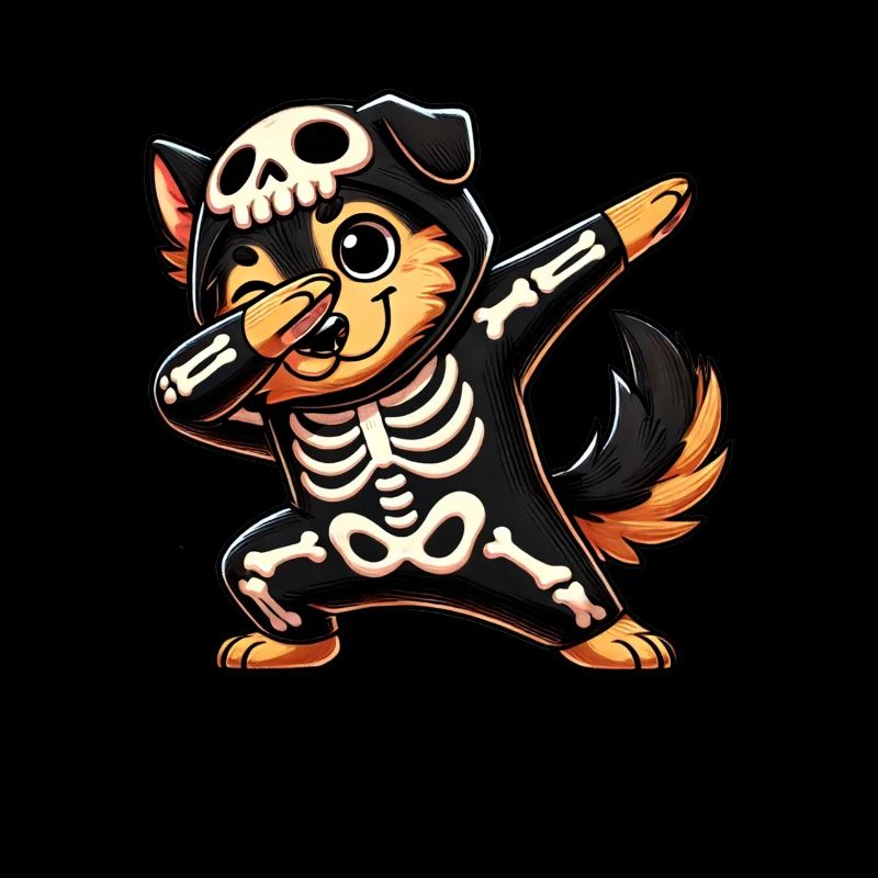 Deutscher Schäferhund Halloween Skelett