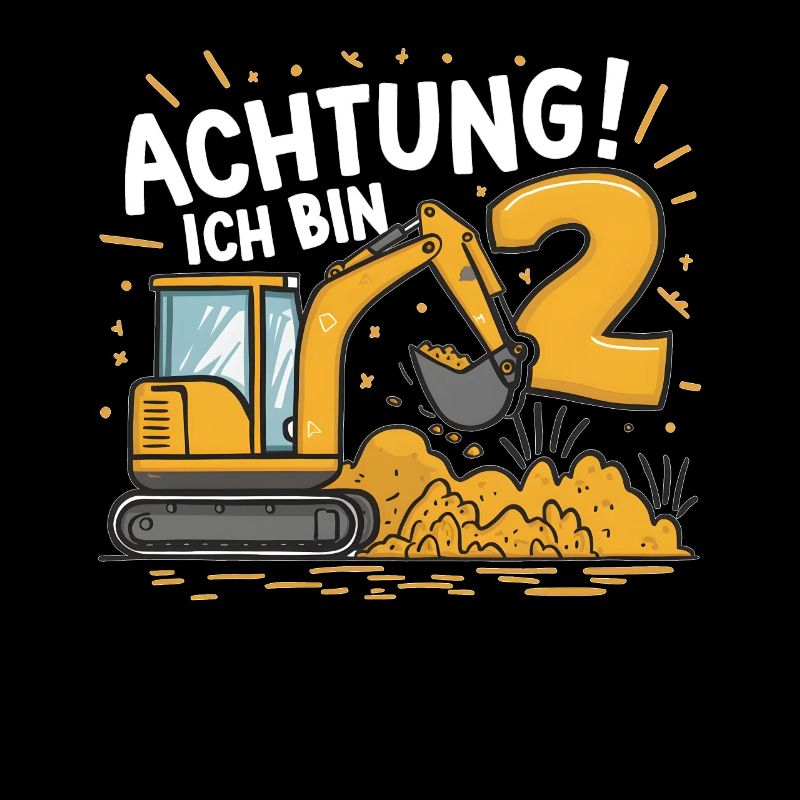 2. Geburtstag Junge 2 Jahre Bagger Baustelle