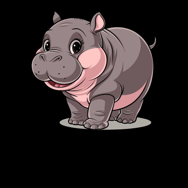 Mignon Moo Deng hippopotame motif de dessin animé