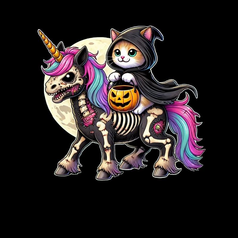 Zombiecorn Katze Halloween Sensenmann