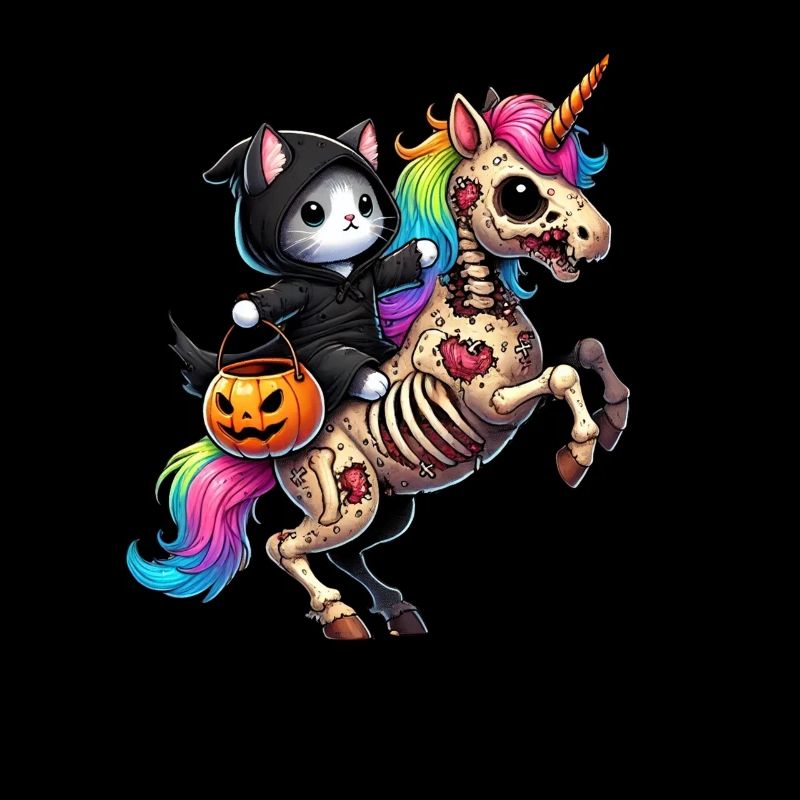 Zombiecorn Katze Halloween Sensenmann