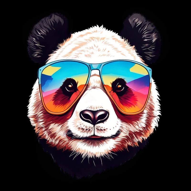 Tête d’ours panda cool avec lunettes de soleil