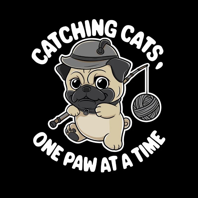 Mops Hundehalter Angler Angeln