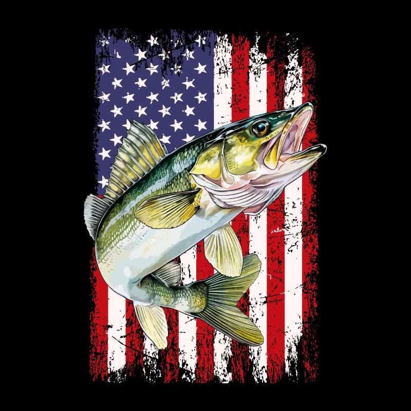 Walleye camo American flag