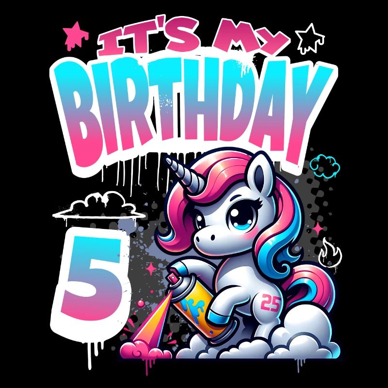 5. Geburtstag Einhorn Graffiti Mädchen