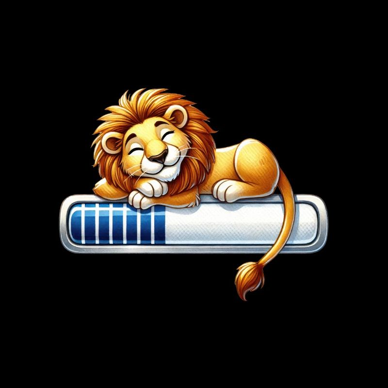 Cute Sleeping Lion on Loading Bar
