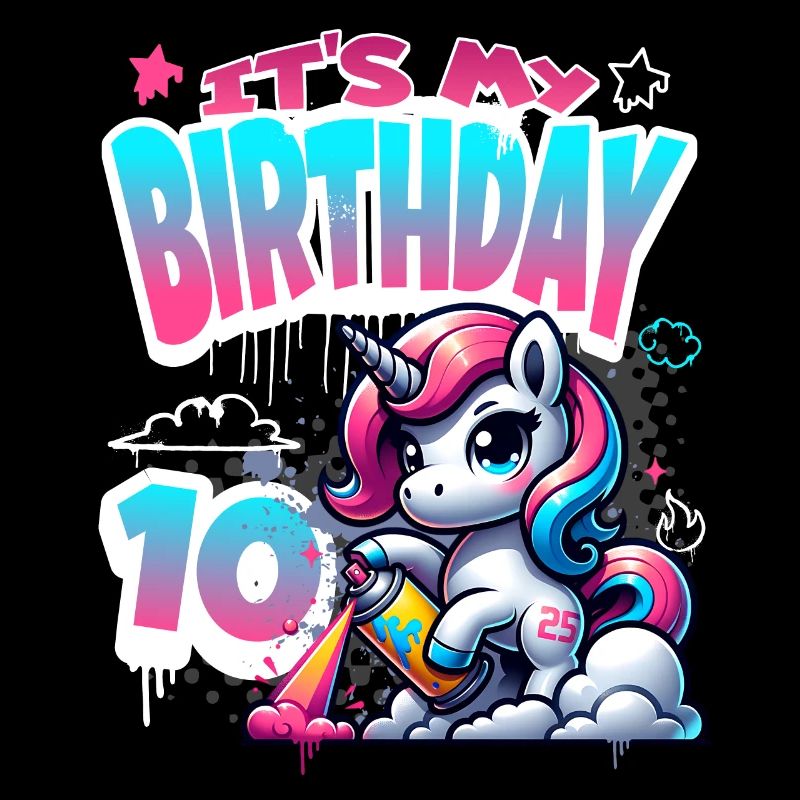 10. Geburtstag Einhorn Graffiti Mädchen