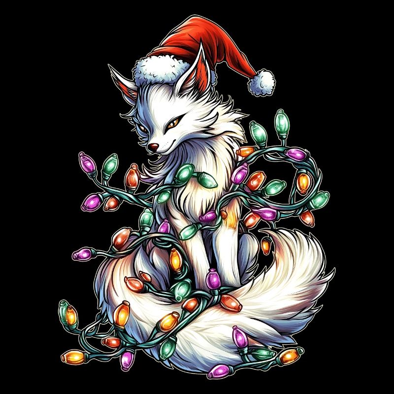 White Kitsune Fox Christmas Hat Xmas