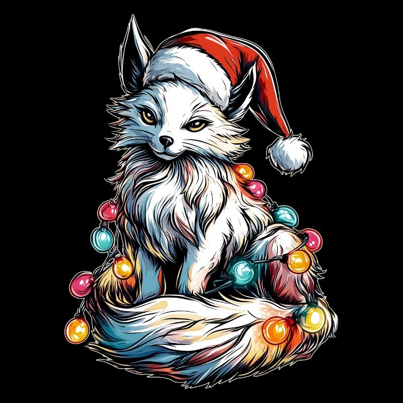 White Kitsune Fox Christmas Hat Xmas