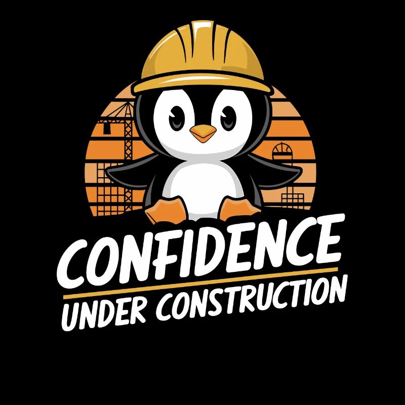 Confidence in construction penguin helmet construction site
