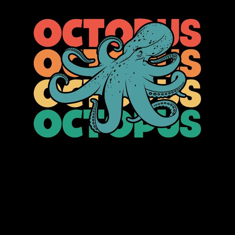 Octopus Retro Text Octopoda Cephalopoda Octopodes