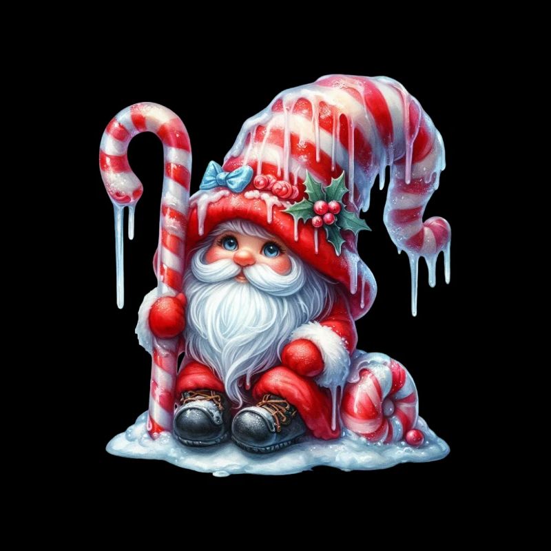 Cute Christmas gnome with candy cane