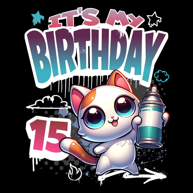 15th Birthday Cat Graffiti