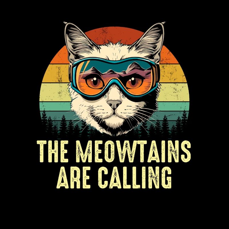 the meowtains are calling, funny skiing